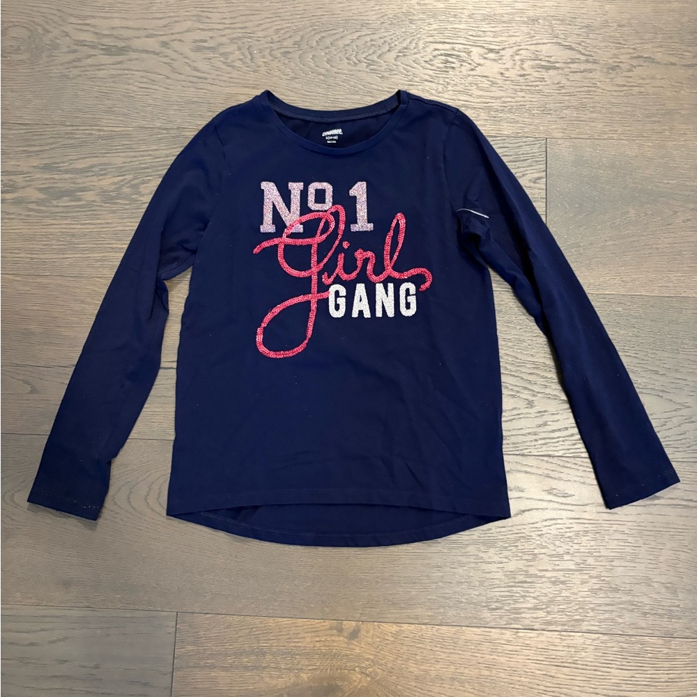 Gymboree girls navy girl gang long sleeve top sz 10/12 NWT